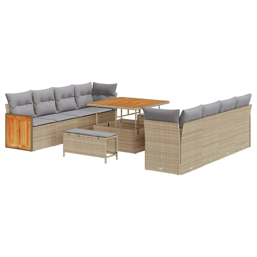 Ensemble de canapé de jardin 12 pcs Beige et Gris clair - 2