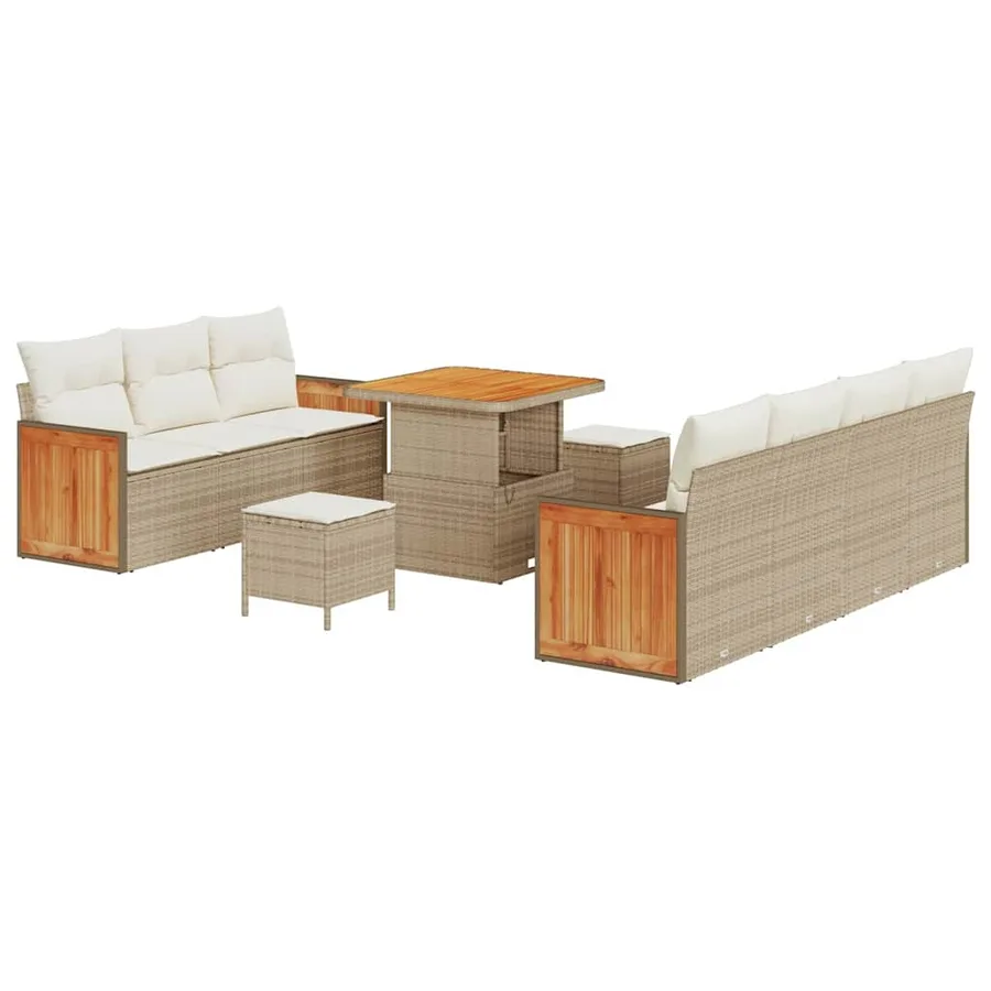 Ensemble de canapé de jardin 13 pcs Beige et crème polyrotin - 2