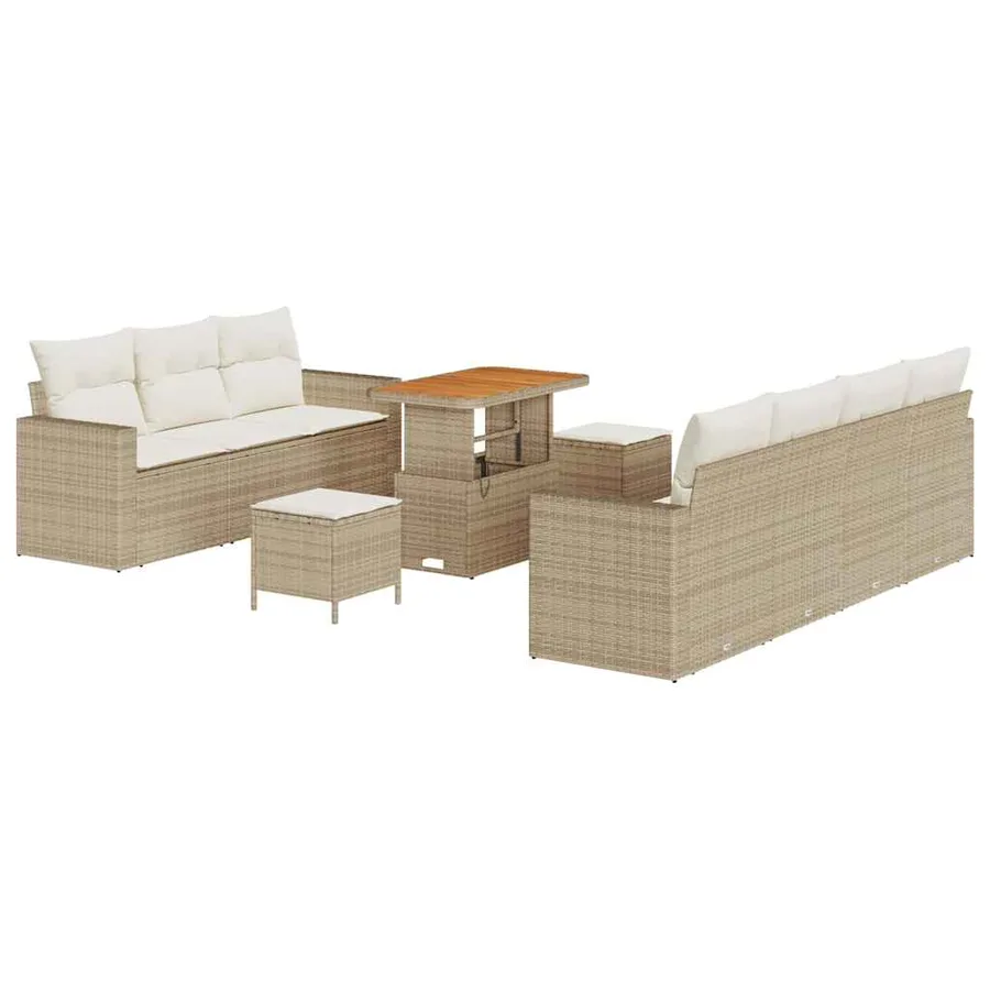 Ensemble de canapé de jardin avec coussin 10 pcs beige et crème - 2