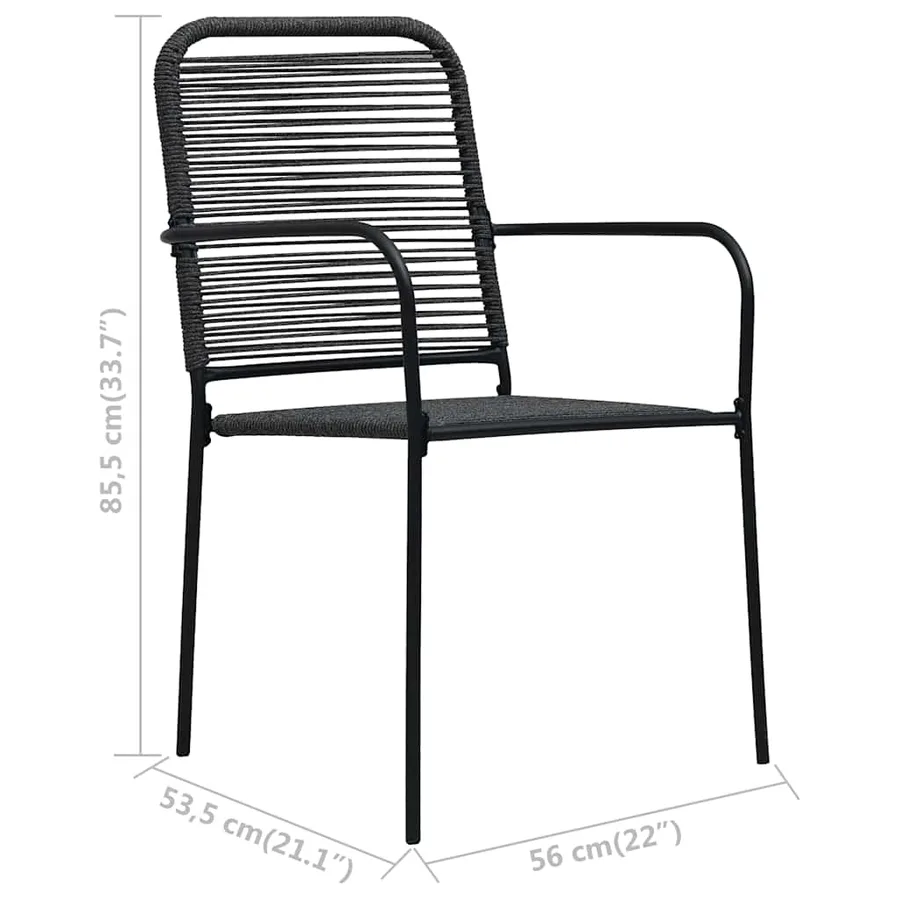 Ensemble à manger de jardin 3 pcs Corde en coton et acier Noir - 11