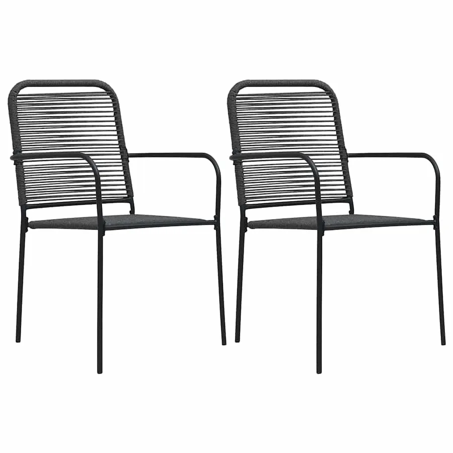 Ensemble à manger de jardin 3 pcs Corde en coton et acier Noir - 6