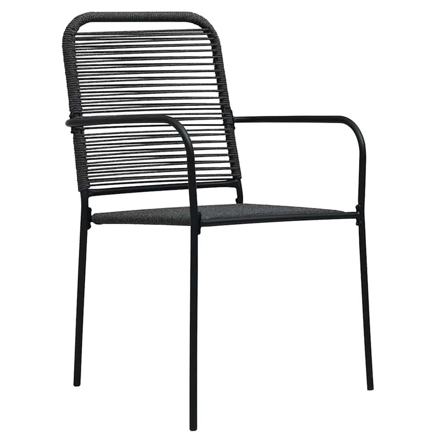 Ensemble à manger de jardin 3 pcs Corde en coton et acier Noir - 7
