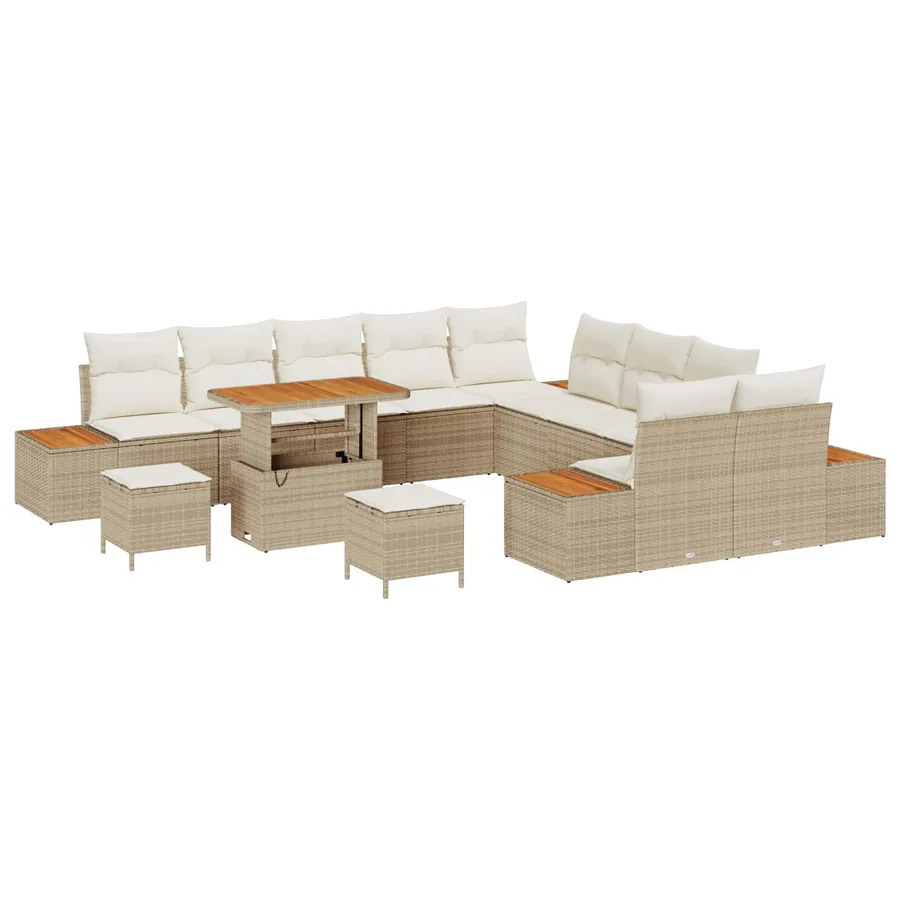 Ensemble de canapé de jardin avec coussin 13 pcs Beige et crème - 2