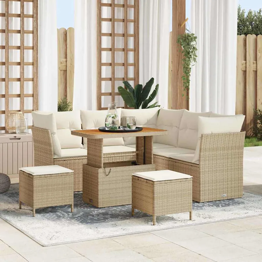 Ensemble de canapé de jardin avec coussin 8 pcs beige et crème