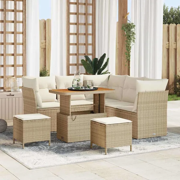Ensemble de canapé de jardin avec coussin 8 pcs beige et crème