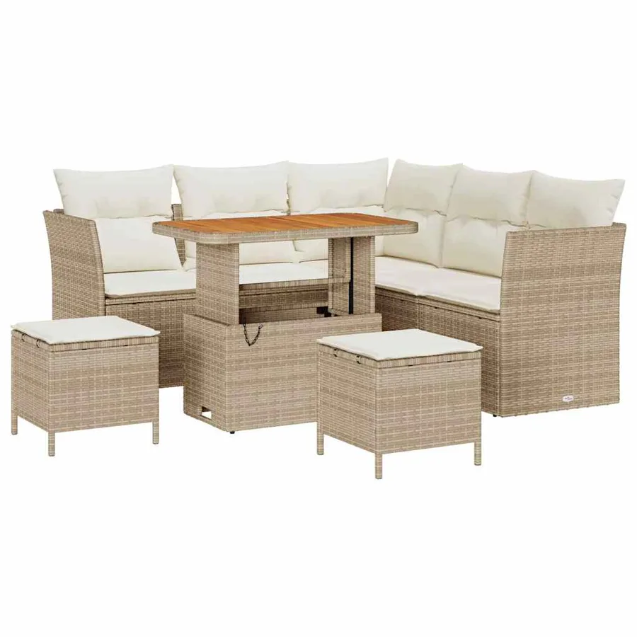 Ensemble de canapé de jardin avec coussin 8 pcs beige et crème - 2