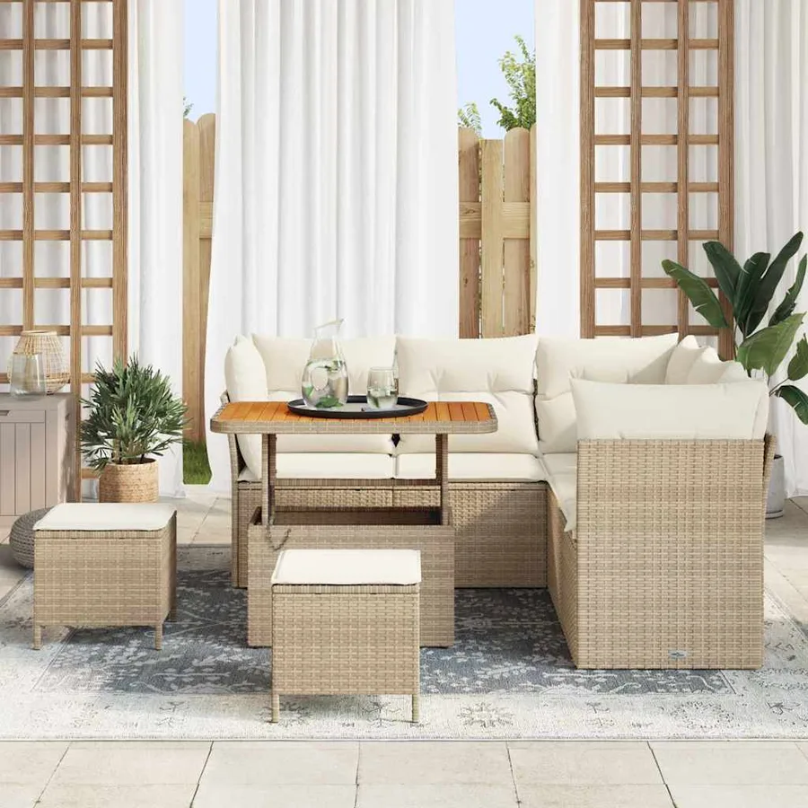 Ensemble de canapé de jardin avec coussin 8 pcs beige et crème - 3