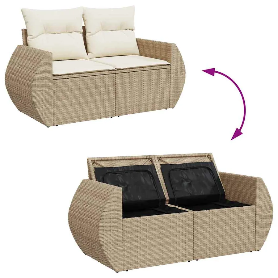Ensemble de canapé de jardin 11 pcs Beige Poly rotin - 12
