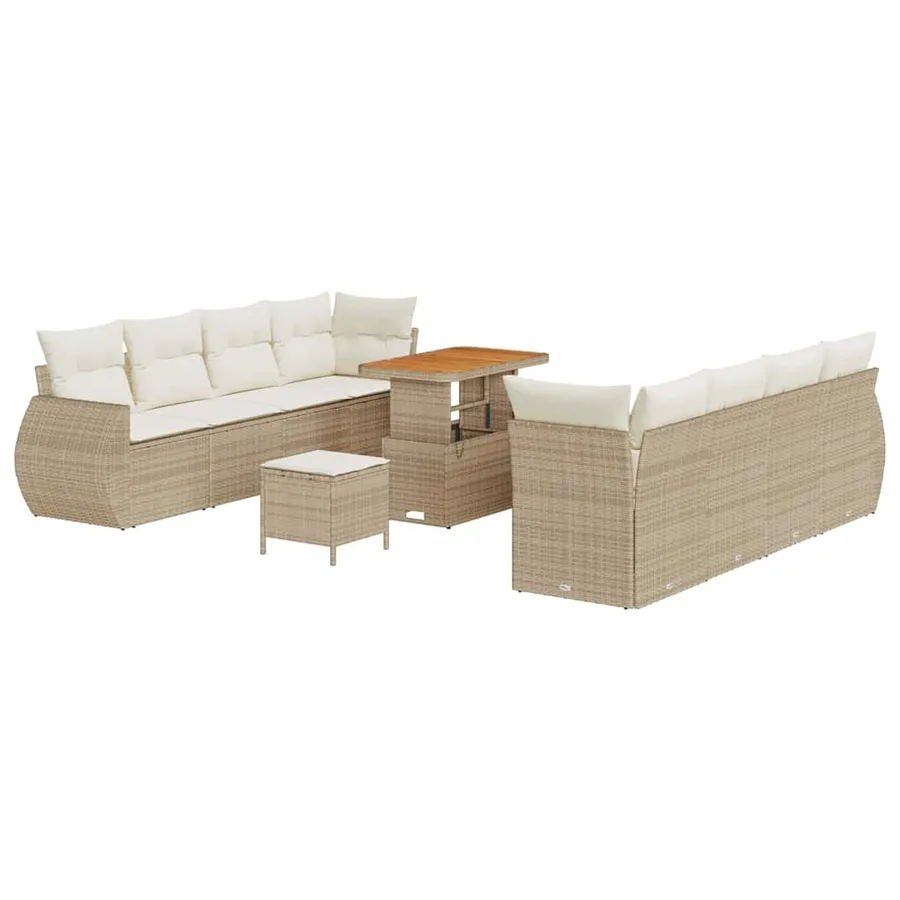 Ensemble de canapé de jardin 11 pcs Beige Poly rotin - 2