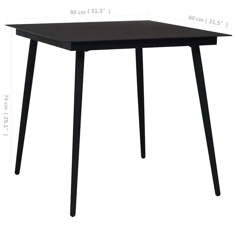 Ensemble à manger d'extérieur 3 pcs Rotin PVC Noir - 14