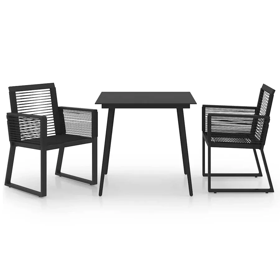 Ensemble à manger d'extérieur 3 pcs Rotin PVC Noir - 2