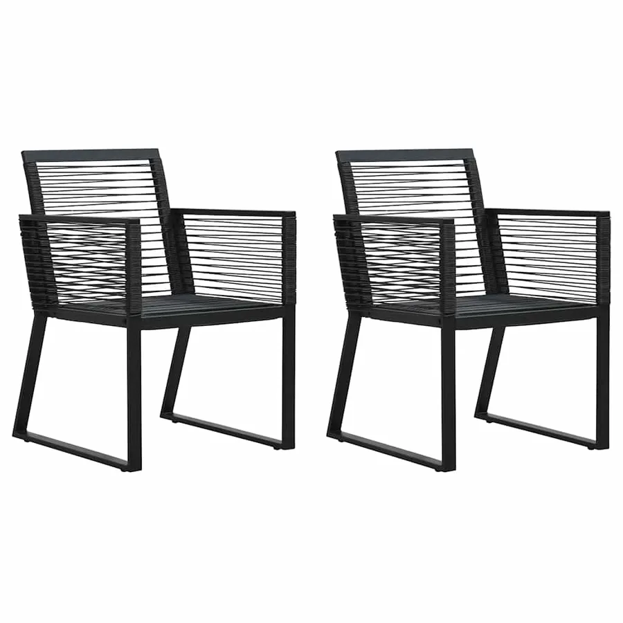 Ensemble à manger d'extérieur 3 pcs Rotin PVC Noir - 6