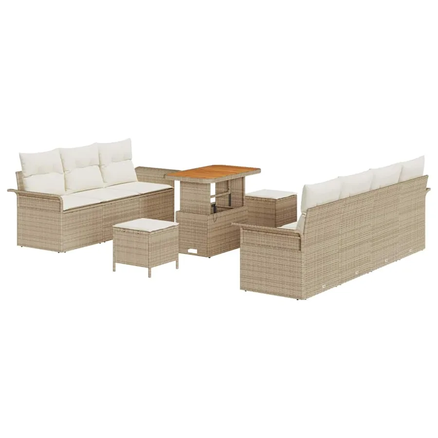 Ensemble de canapé de jardin avec coussin 10 pcs Beige et crème - 2