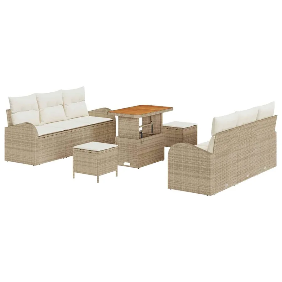 Ensemble de canapé de jardin avec coussin 9 pcs Beige et crème - 2