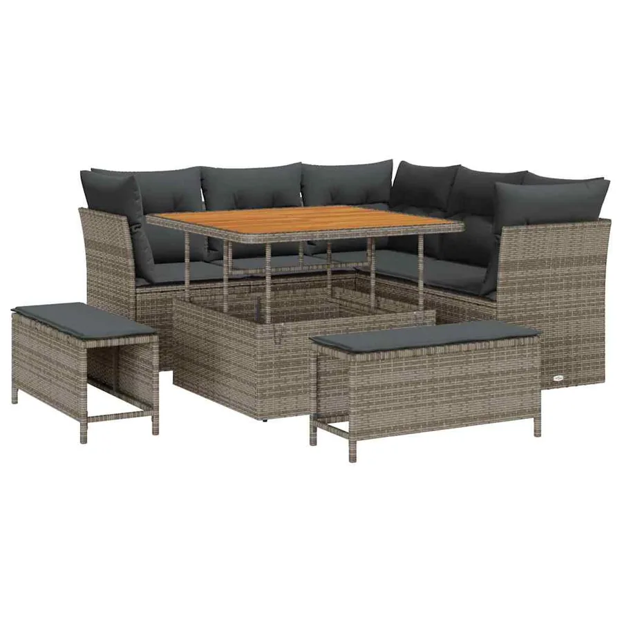 Ensemble de canapé de jardin 8 pcs Gris polyrotin - 2