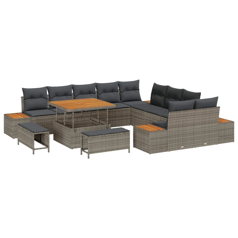 Ensemble de canapé de jardin avec coussin 13 pcs Gris - 2