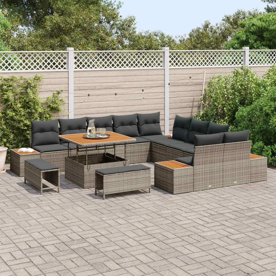 Ensemble de canapé de jardin avec coussin 13 pcs Gris - 3