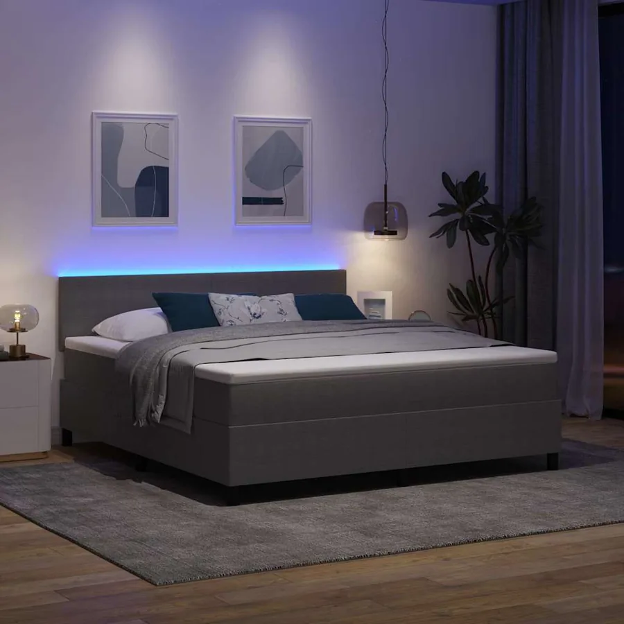 Lit à ressort LED Gris clair et blanc 180 x 200 cm - 5
