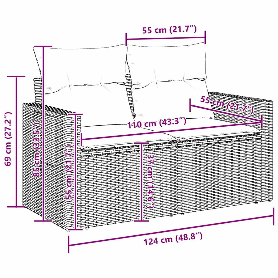 Ensemble de canapé de jardin 11 pcs Gris Poly rotin - 13