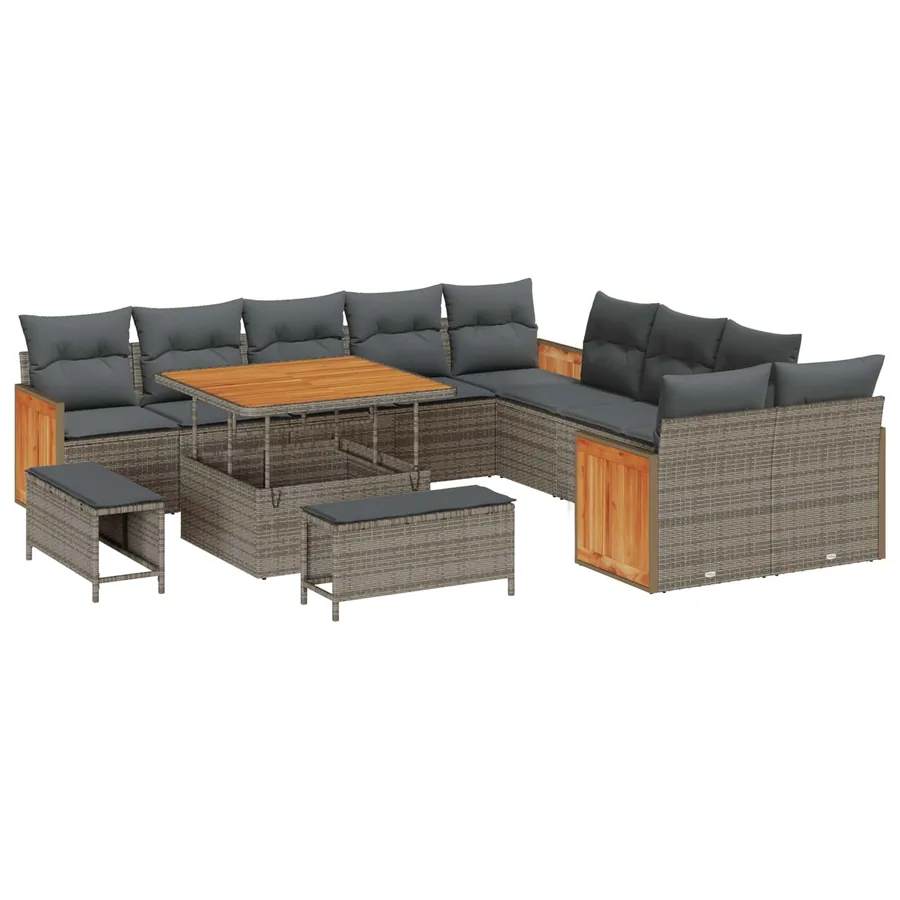 Ensemble de canapé de jardin avec coussin 13 pcs Gris - 2