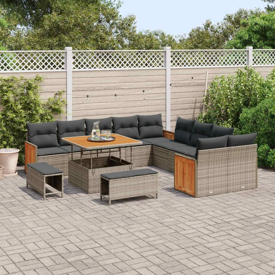 Ensemble de canapé de jardin avec coussin 13 pcs Gris - 3