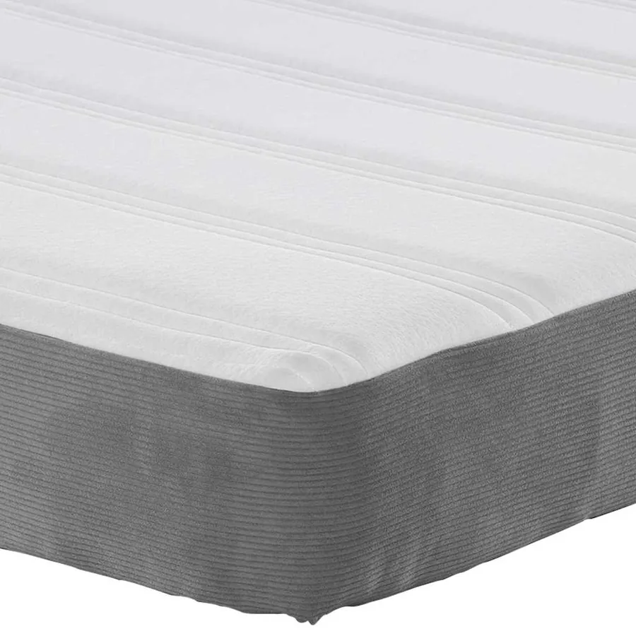 Matelas de Lit avec matelas Gris clair 140 x 200 cm tissu - 7