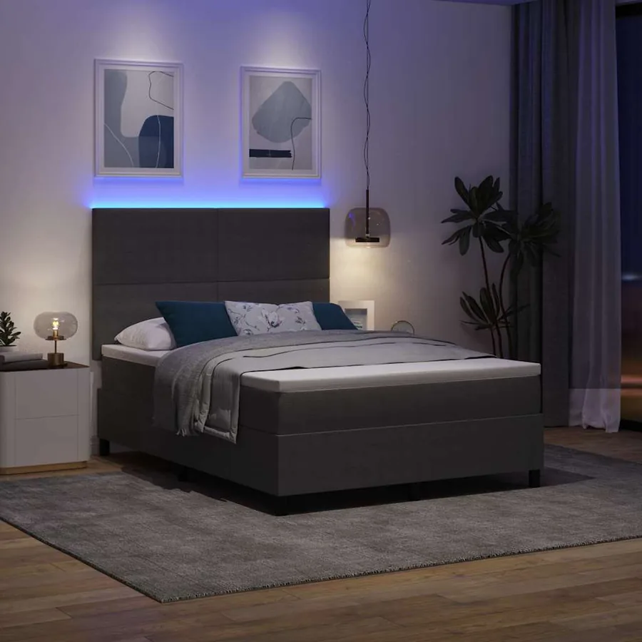 Lit à ressort LED Gris clair et blanc 140 x 200 cm - 5
