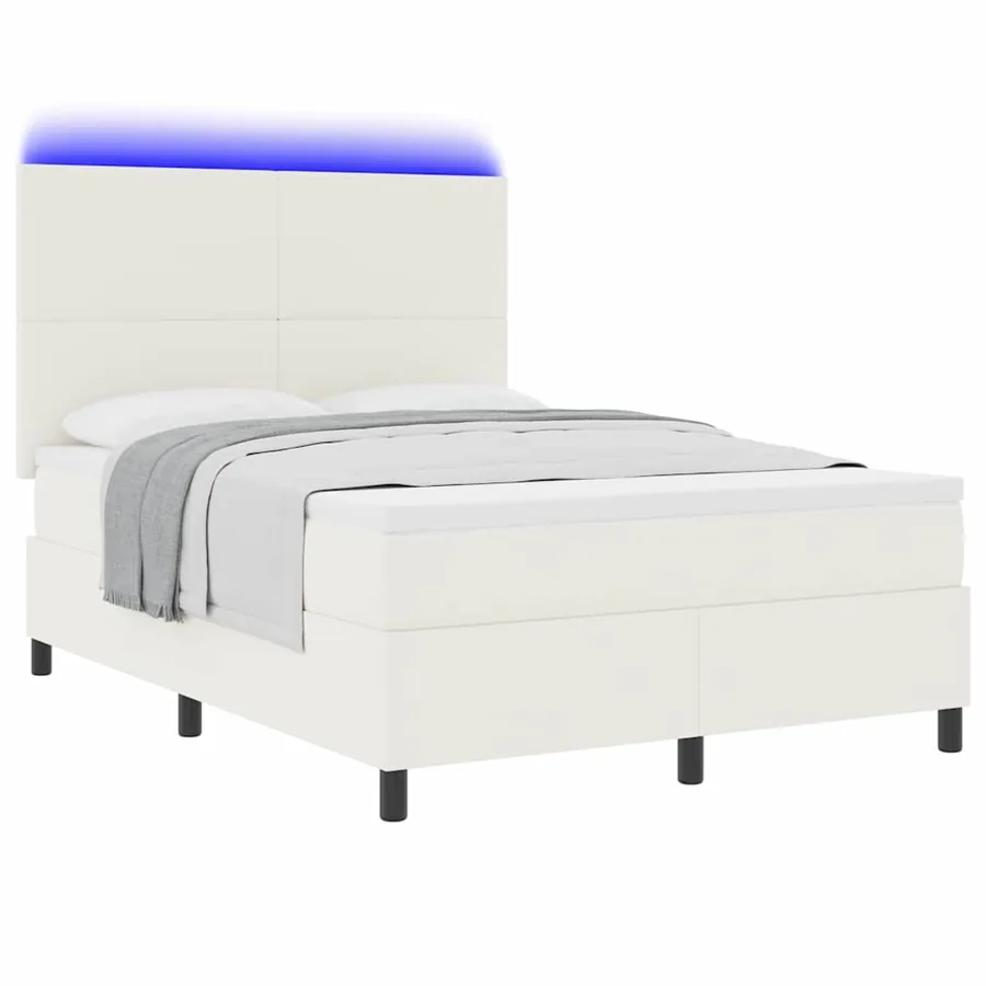 Lit à ressort LED avec tête de lit Crème et Blanc 140 x 190 cm - 3