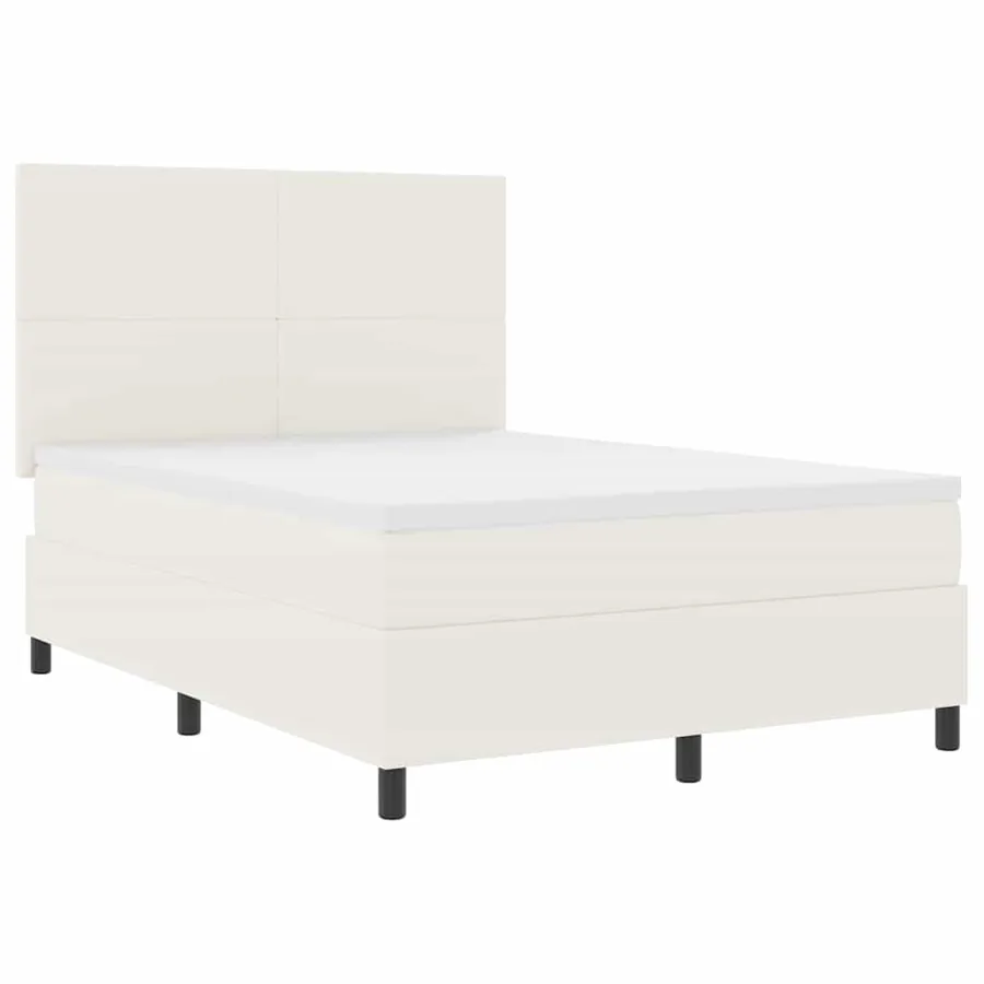 Lit à ressorts avec tête de lit Crème et Blanc 140 x 190 cm - 2