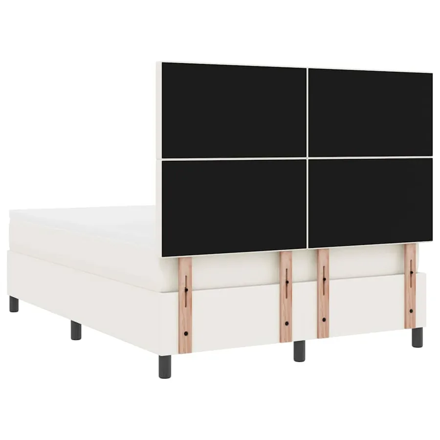 Lit à ressorts avec tête de lit Crème et Blanc 140 x 190 cm - 9