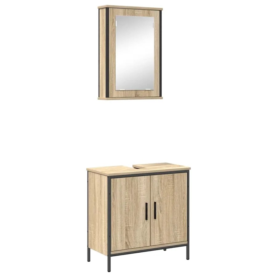 Ensemble de mobilier de salle de bain avec étagère 2 pcs Marron - 2