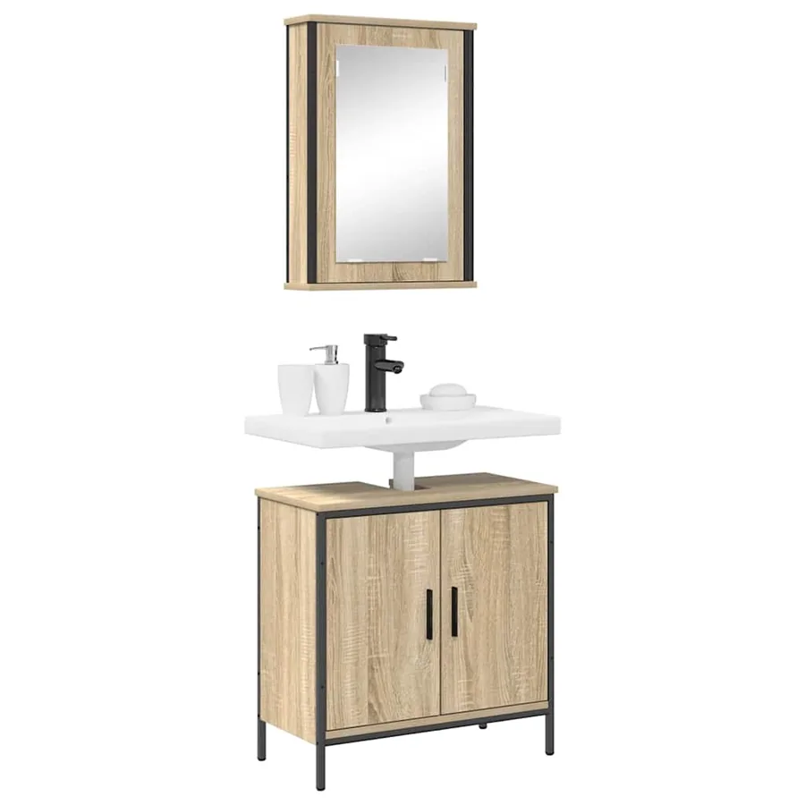 Ensemble de mobilier de salle de bain avec étagère 2 pcs Marron - 3