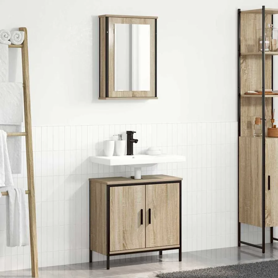 Ensemble de mobilier de salle de bain avec étagère 2 pcs Marron - 4