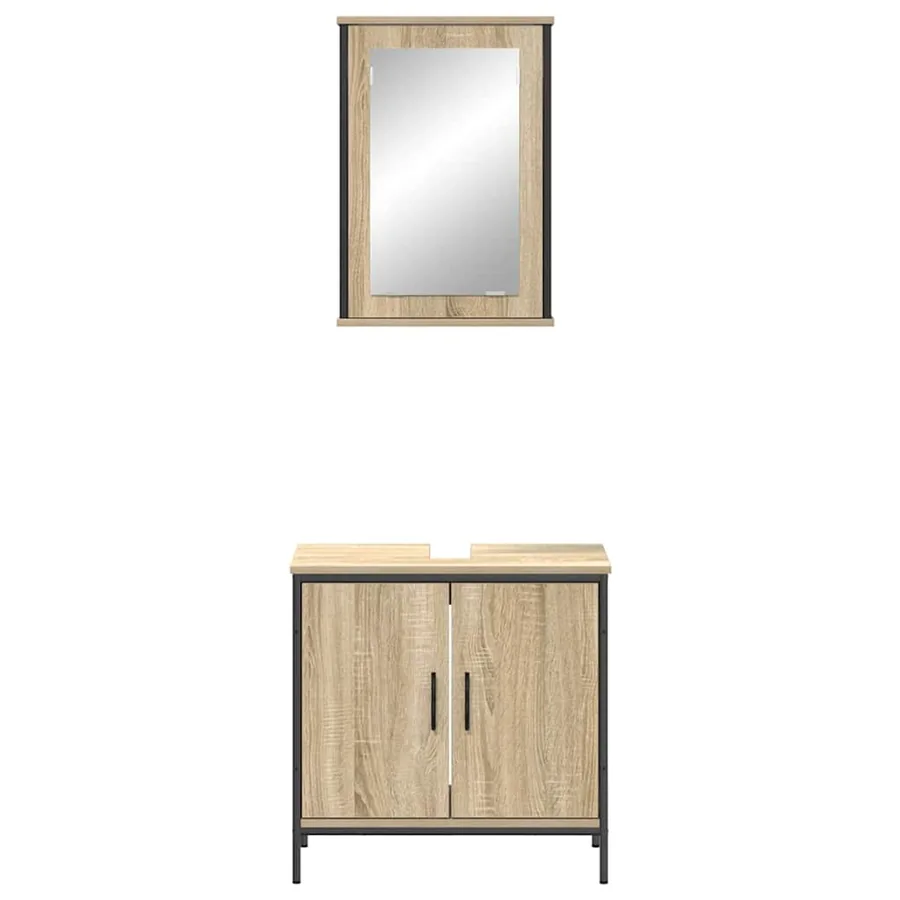 Ensemble de mobilier de salle de bain avec étagère 2 pcs Marron - 7