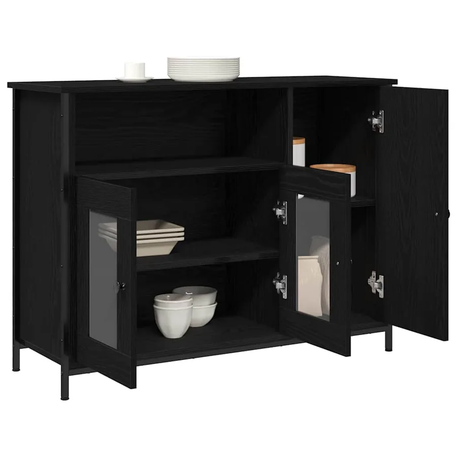 Buffet Chêne noir 100 x 35 x 75 cm - 3