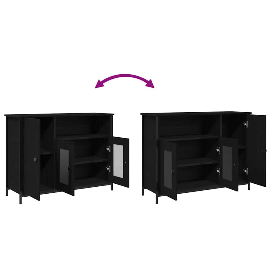 Buffet Chêne noir 100 x 35 x 75 cm - 9