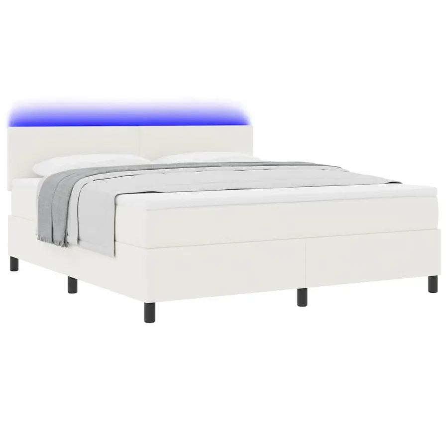 Lit à ressort LED avec tête de lit Crème et Blanc 180 x 200 cm - 3