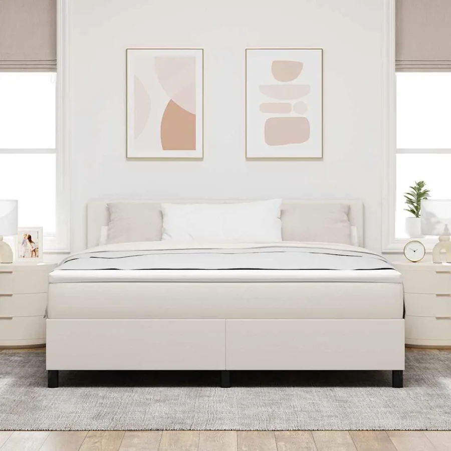 Lit à ressort LED avec tête de lit Crème et Blanc 180 x 200 cm - 4