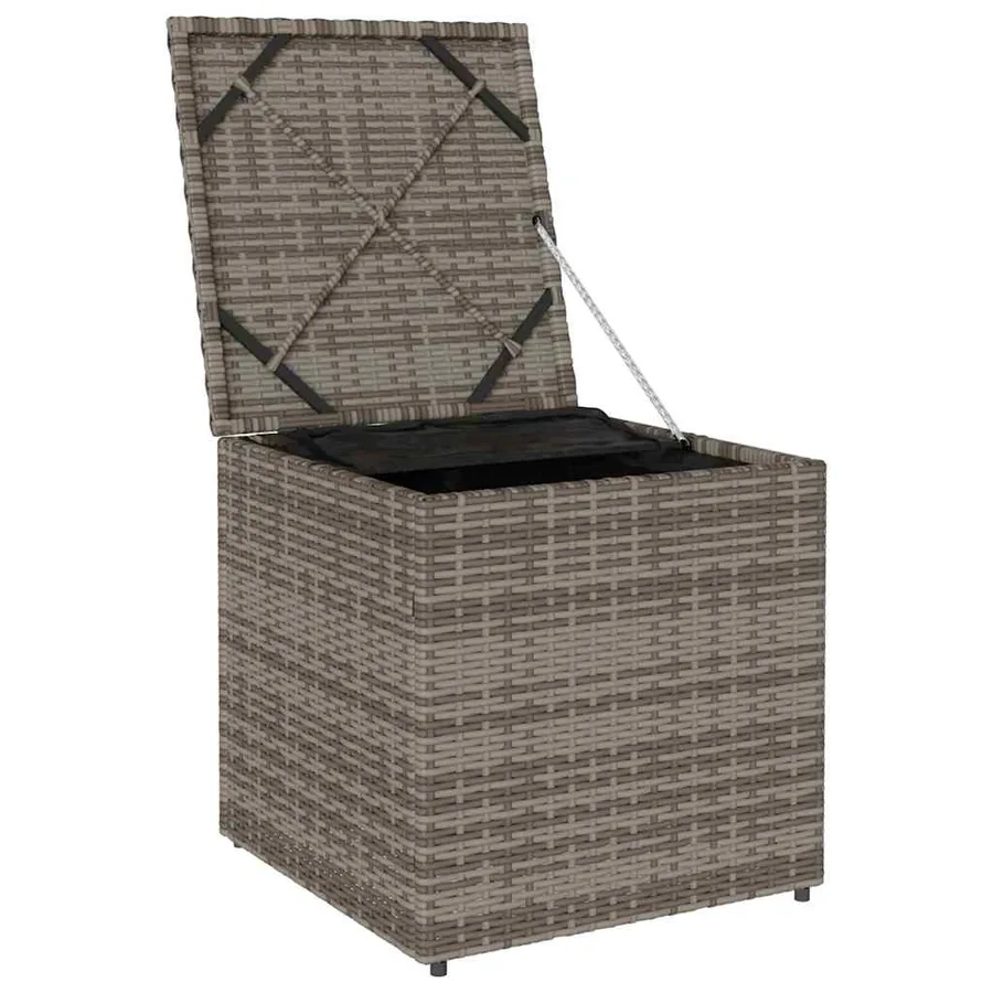 Boîte à coussins avec stockage Gris 50 x 50 x 50 cm polyrotin - 4