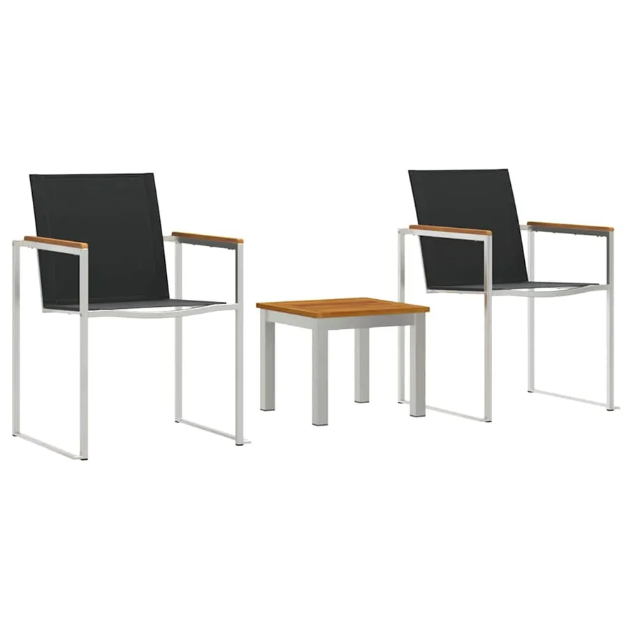 Ensemble de salle à manger pour jardin 3 pcs Marron et Noir - 2