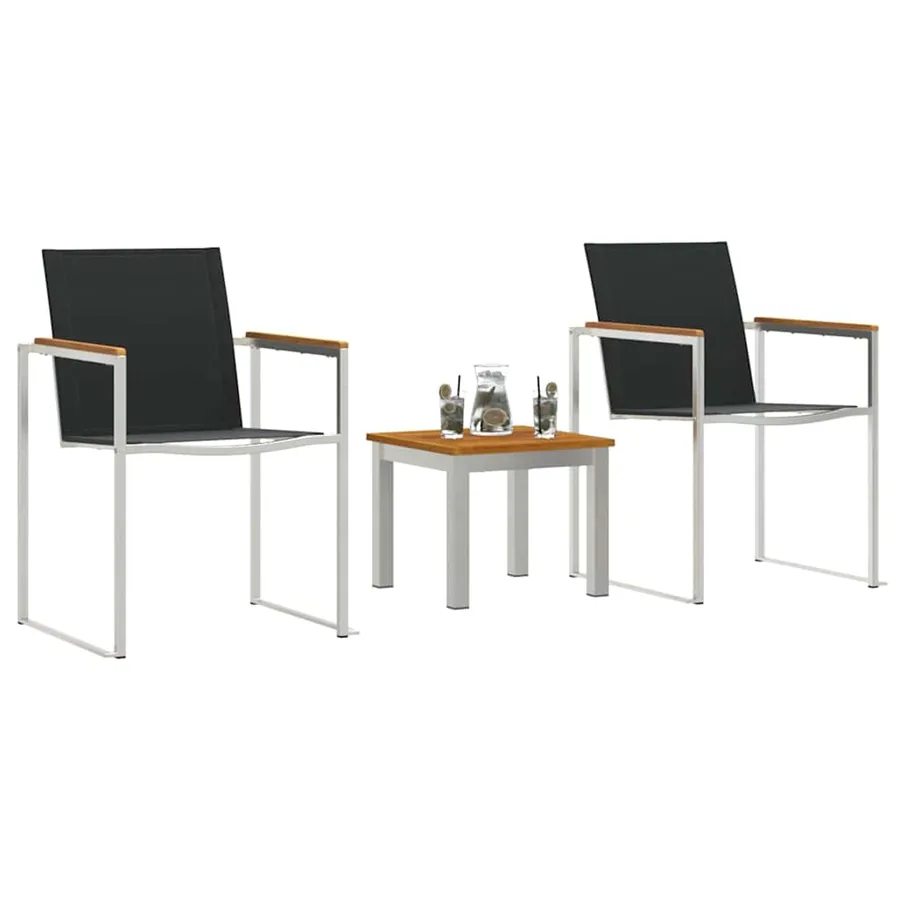 Ensemble de salle à manger pour jardin 3 pcs Marron et Noir - 3