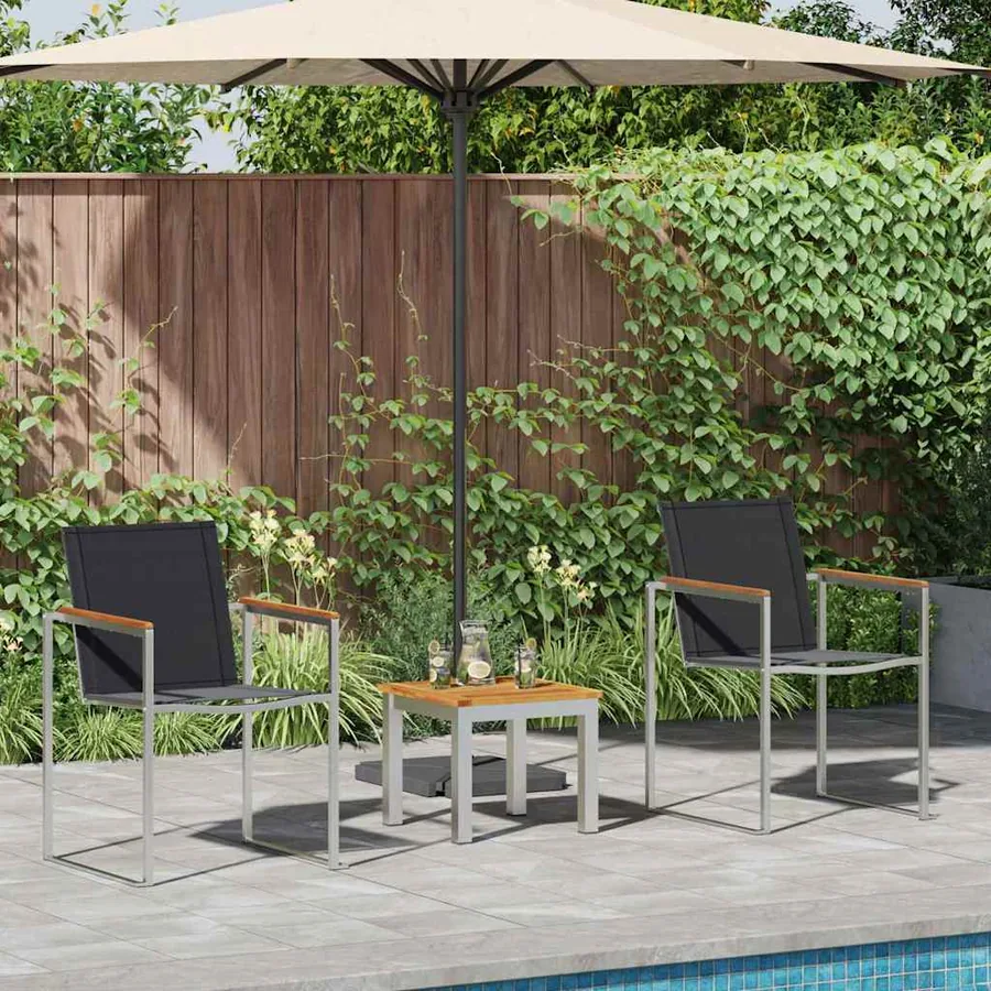 Ensemble de salle à manger pour jardin 3 pcs Marron et Noir - 4