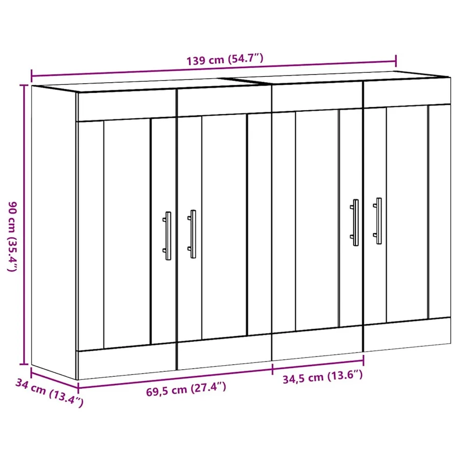 Armoires Murailles 2 pcs Chêne Artisan et noir - 11