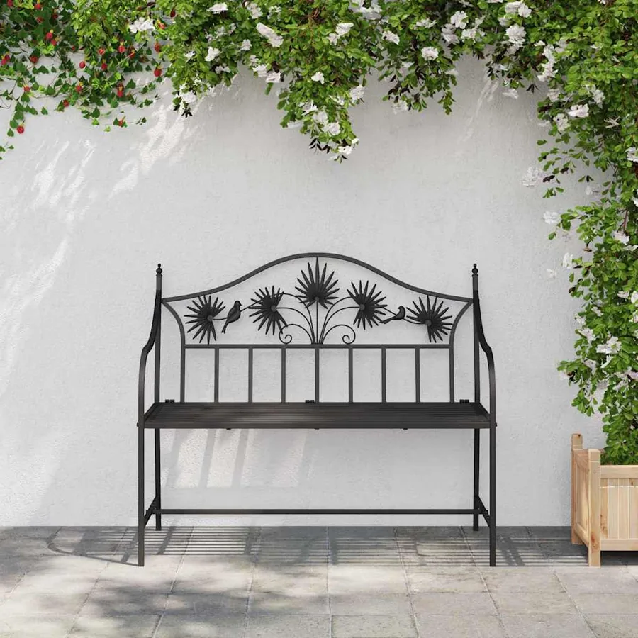Banc de jardin Noir 104 x 52,5 x 89 cm Acier - 3