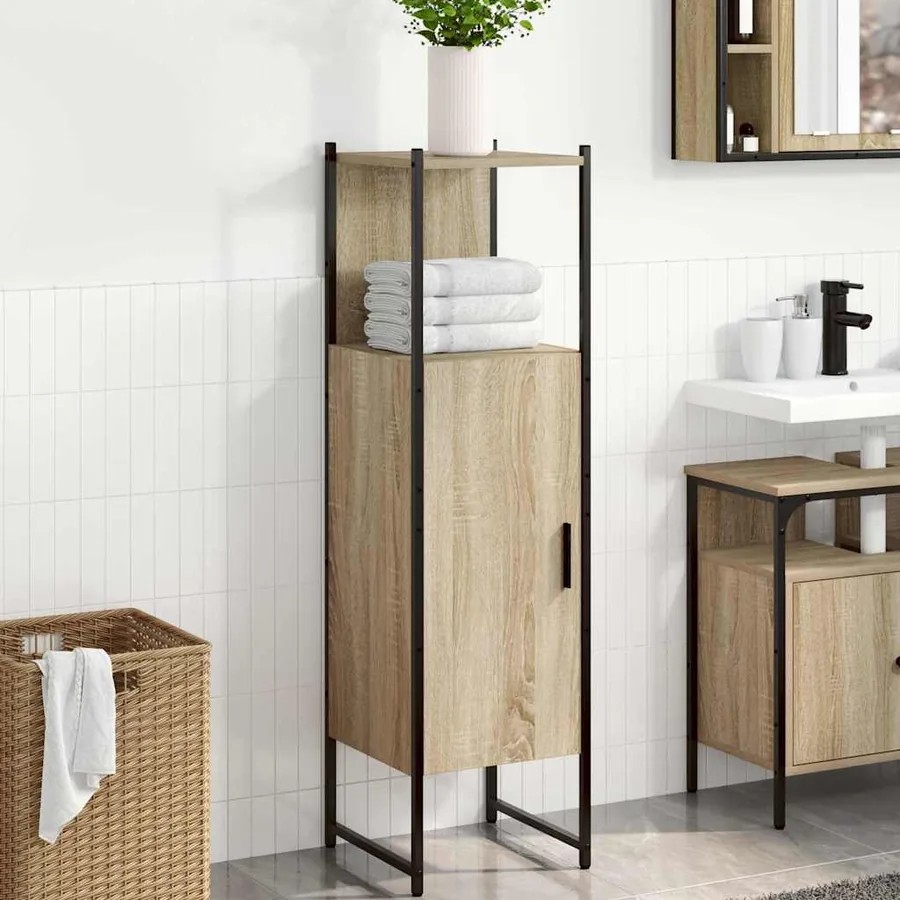 Cabinet de salle de bain avec étagère Beige 33 x 33 x 120,5 cm
