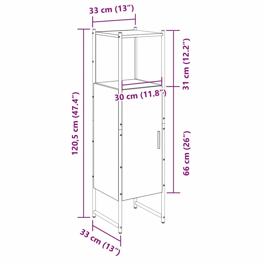Cabinet de salle de bain avec étagère Beige 33 x 33 x 120,5 cm - 13