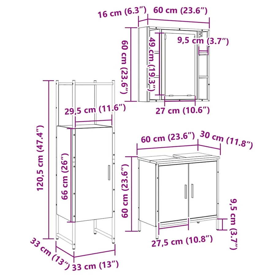Ensemble de mobilier de salle de bain avec étagère 3 pcs Marron - 15
