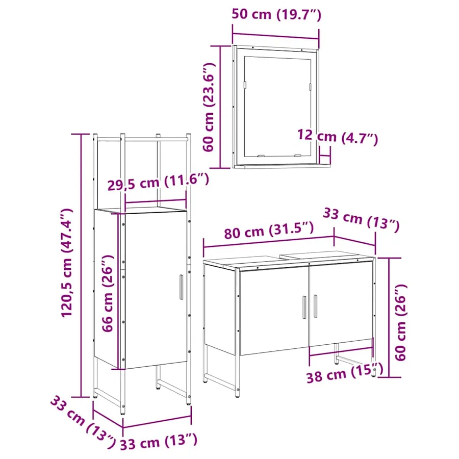 Ensemble de mobilier de salle de bain avec étagère 3 pcs Marron - 13