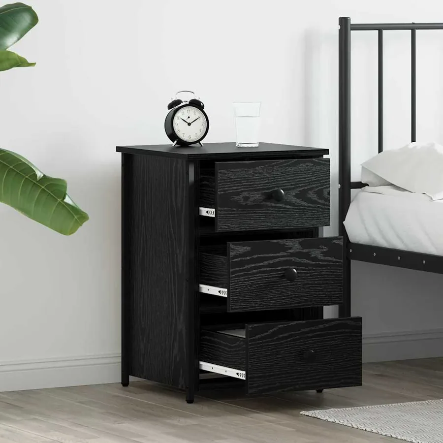Cabinet de chevet avec tiroir 2 pcs Chêne noir 40 x 36 x 60 cm - 4