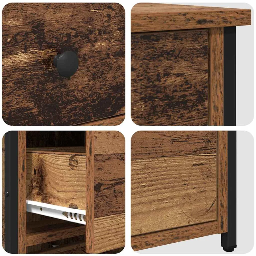 Cabinet de chevet Marron 40 x 36 x 60 cm Bois Recyclé Solide - 9